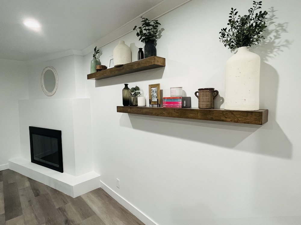 Close-up of a precisely cut paint line on interior trim in a Fresno home